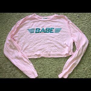 Fashion Nova Babe Crop Long Sleeve T Shirt Small